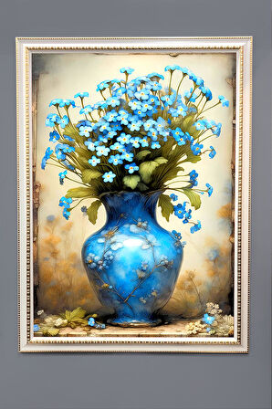 Dekoratif Modern Çiçek Desenli Çerçeveli Duvar Tablosu 50x70cm FLOWER04