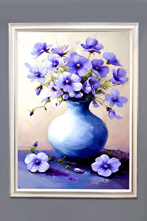 Dekoratif Modern Çiçek Desenli Çerçeveli Duvar Tablosu 50x70cm FLOWER09