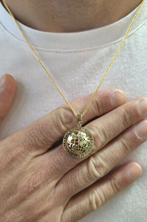 Altın Yazılı Dünya Kolye (Küçük Boy)