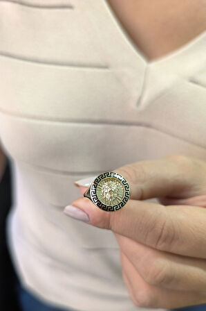 Altın Aslan Model Kalemli Yüzük