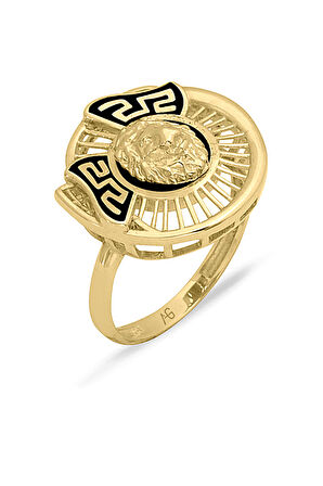 Pana Detaylı Altın Aslan Yüzük