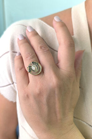 Pana Detaylı Altın Aslan Yüzük