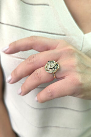 Pana Detaylı Altın Aslan Yüzük