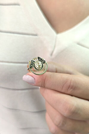 Pana Detaylı Altın Aslan Yüzük