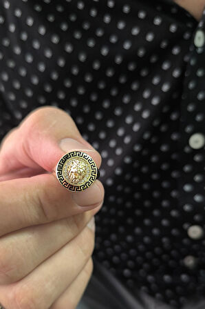 Grek Model Yuvarlak Altın Aslan Yüzük