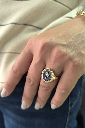 Kuzey Yıldızı Altın Oval Yüzük