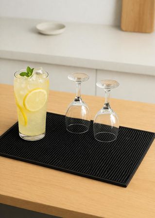 Silikon Bar Matı, Siyah, Kaymaz Tezgah ve Bulaşık Kurutma Matı, 43x29 cm, Mutfak ve Bar için
