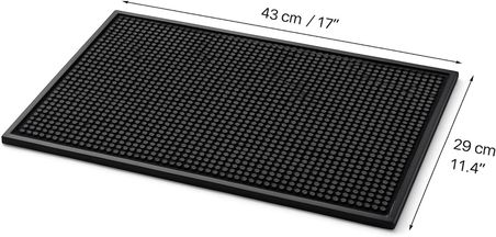 Silikon Bar Matı, Siyah, Kaymaz Tezgah ve Bulaşık Kurutma Matı, 43x29 cm, Mutfak ve Bar için