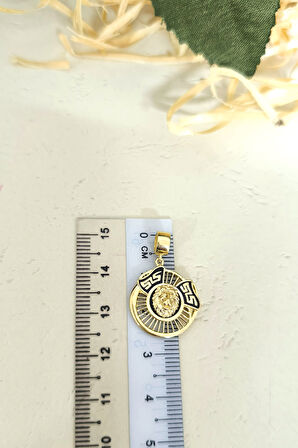 Altın 2.5 Cm Unisex Aslan Model Kolye Ucu
