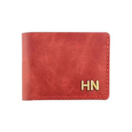 İsme Özel Yatay Klasik Cüzdan -  %100 Rainbow Deri - Kırmızı