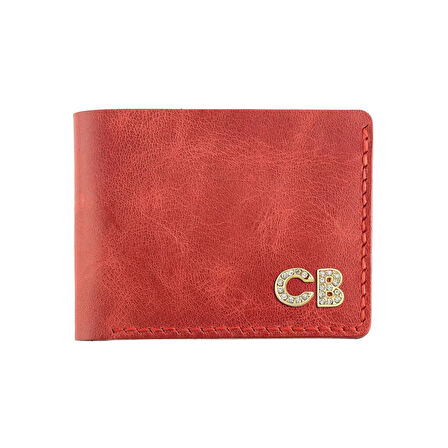 İsme Özel Yatay Klasik Cüzdan -  %100 Rainbow Deri - Kırmızı