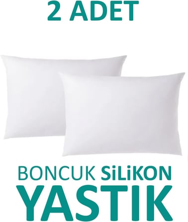Boncuk Silikon Yastık 2'li 50x70 cm 900 Gram Silikonlu Elyaf Dolgulu Beyaz Antibakteriyel Yastık