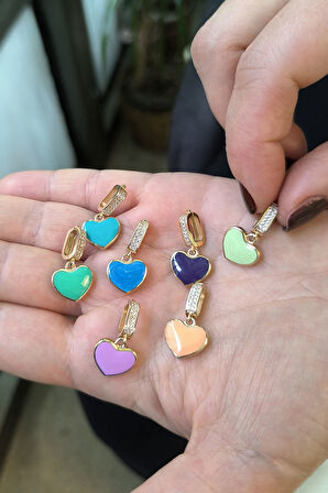 Kalp Model Lacivert Mineli Altın Kolye Ucu