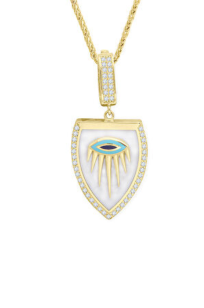 Altın Üçgen Nazar Göz Kolye