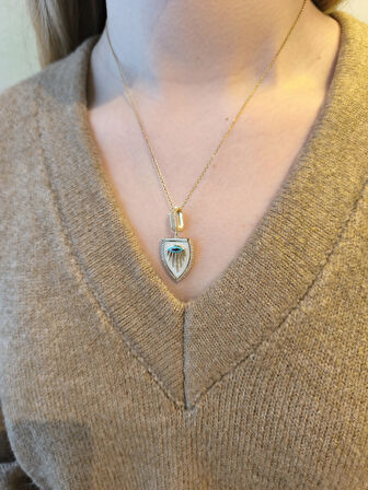 Altın Üçgen Nazar Göz Kolye