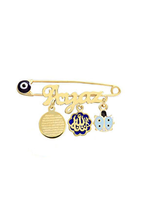 Altın Dua Ve Uğur Böcekli Bebek Omuz İğnesi