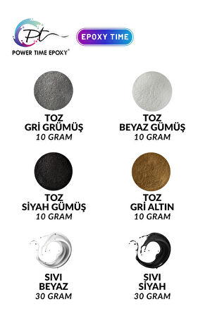 6'lı Epoksi Pigment Boya Seti Dark/ Epoksi Için/ 4 Adet Toz Sedefli - 2 Adet Sıvı Opak-transparan 100 GRAM