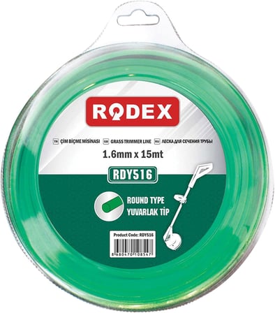 Rodex RDY516 Misina Motorlu Tırpan Yuvarlak Misina 1.6 mm 15 Metre Yeşil