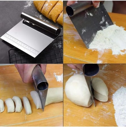 Paslanmaz Çelik Hamur Kesme ve Kazıyıcı Spatula Ölçü Çizgili Pasta Kek Kesici Aparat