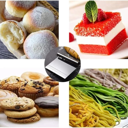 Paslanmaz Çelik Hamur Kesme ve Kazıyıcı Spatula Ölçü Çizgili Pasta Kek Kesici Aparat