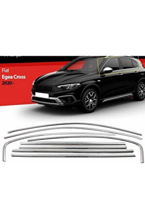 Fiat Egea Cross 2022+ Krom Cam Çerçevesi 8 Parça Paslanmaz Çelik