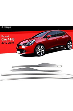Renault Clio -4 2012-2020 Krom Yan Kapı Çıtası 4 Parça Paslanmaz Çelik