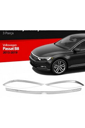 Volkswagen Passat B-8 2015-2018 Krom Far Kaşı+kaput Üstü Paslanmaz Çelik