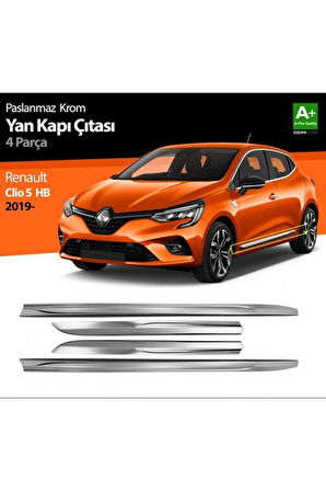 Renault Clio 5 2019 Ve Üzeri Krom Yan Kapı Çıtası 4 Parça Paslanmaz Çelik
