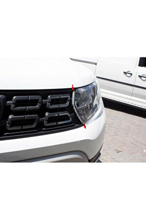 Dacia Duster 2018 Ve Üzeri Krom Ön Panjur Köşesi 2 Parça Paslanmaz Çelik