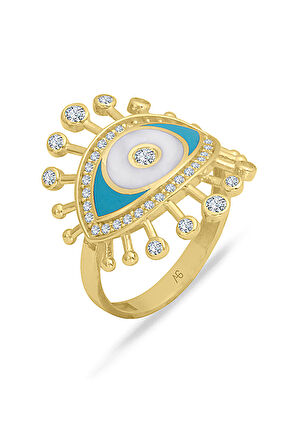 Altın Mineli Nazar Göz Yüzük