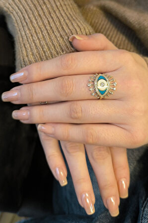 Altın Mineli Nazar Göz Yüzük