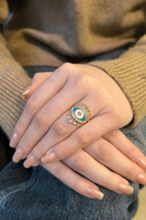 Altın Mineli Nazar Göz Yüzük