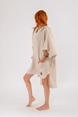 Neşe Home Stella 4 Kat Müslin Panço – Bej Renk, Yumuşak ve Nefes Alabilir