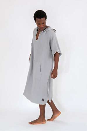 Neşe Home Stella 4 Kat Müslin Panço – Gri Renk, Yumuşak ve Nefes Alabilir