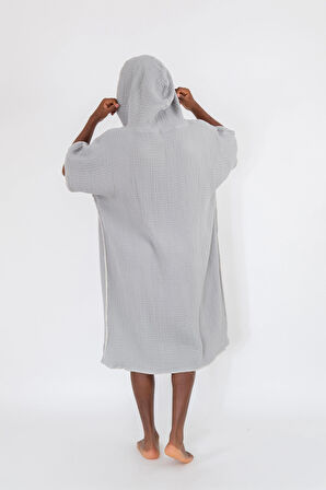 Neşe Home Stella 4 Kat Müslin Panço – Gri Renk, Yumuşak ve Nefes Alabilir