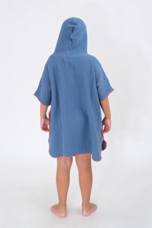 Neşe Home Lino 4 Kat Müslin Panço – İndigo Renk, 4/6 Yaş, Yumuşak ve Nefes Alabilir