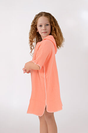 Neşe Home Lino 4 Kat Müslin Panço – Somon Renk, 6-8 Yaş, Yumuşak ve Nefes Alabilir