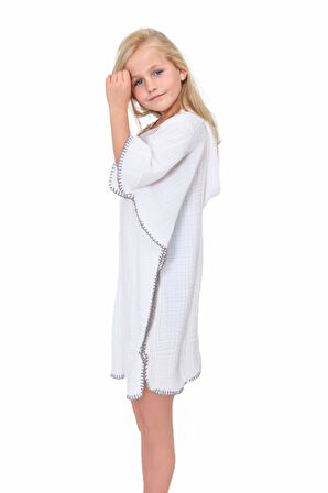 Neşe Home Lino 4 Kat Müslin Panço – Beyaz Renk, 6-8 Yaş, Yumuşak ve Nefes Alabilir