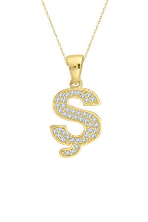 Minimal Altın Taşlı Ş Harfi Kolye