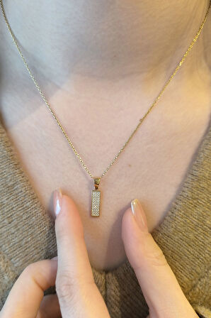 Minimal Altın Taşlı I Harfi Kolye