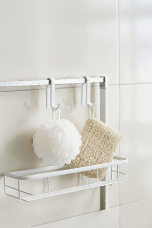 2’li Beyaz Askı Kanca Seti – Banyo & Mutfak Rafları İçin Plastik Askı Aparatı