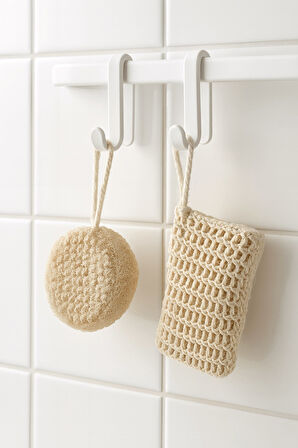 2’li Beyaz Askı Kanca Seti – Banyo & Mutfak Rafları İçin Plastik Askı Aparatı