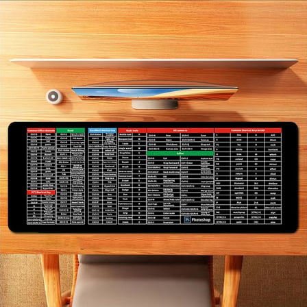 NeKuBa Büyük Boy 90x40 XXL Düz Siyah Mouse Pad Kauçuk Kaymaz Alt Taban Yumuşak Kumaş Oyuncu MousePad Bilgisayar ve Dizüstü Notebook Uyumlu (Pc Kısayollar)