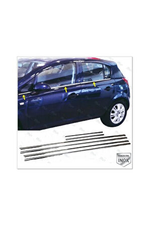 Opel Corsa D Krom Cam Çıtası 6 Prç. 2006-2014 Arası P. Çelik