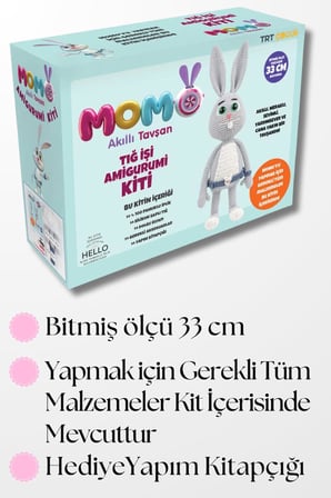 Yeni Başlayanlar İçin Tığ İşi Amigurumi Kiti Momo Akıllı Tavşan