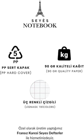 Fransız Seyes Defter 24x32cm 48 yp. Plastik Kapak (Yeşil)