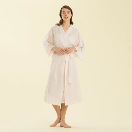 Chakra Elegant Sabahlık, Beyaz/Pembe