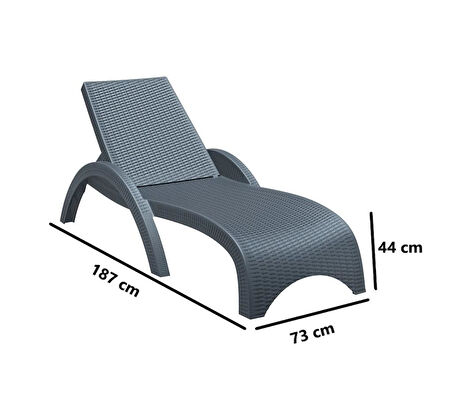 Omnipazar TRK-860 Siesta Fiji Rattan Desenli Ayarlanabilir Lüks Şezlong 