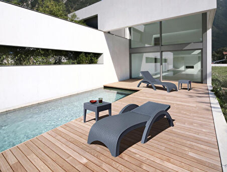 Omnipazar TRK-860 Siesta Fiji Rattan Desenli Ayarlanabilir Lüks Şezlong 