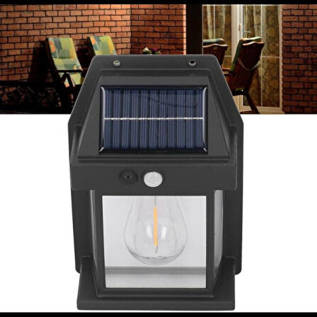 Güneş Enerjili Bahçe Aydınlatması Aplik Dekor Solar Ve Sensörlü Bahçe Balkon ve Garaj Lambası